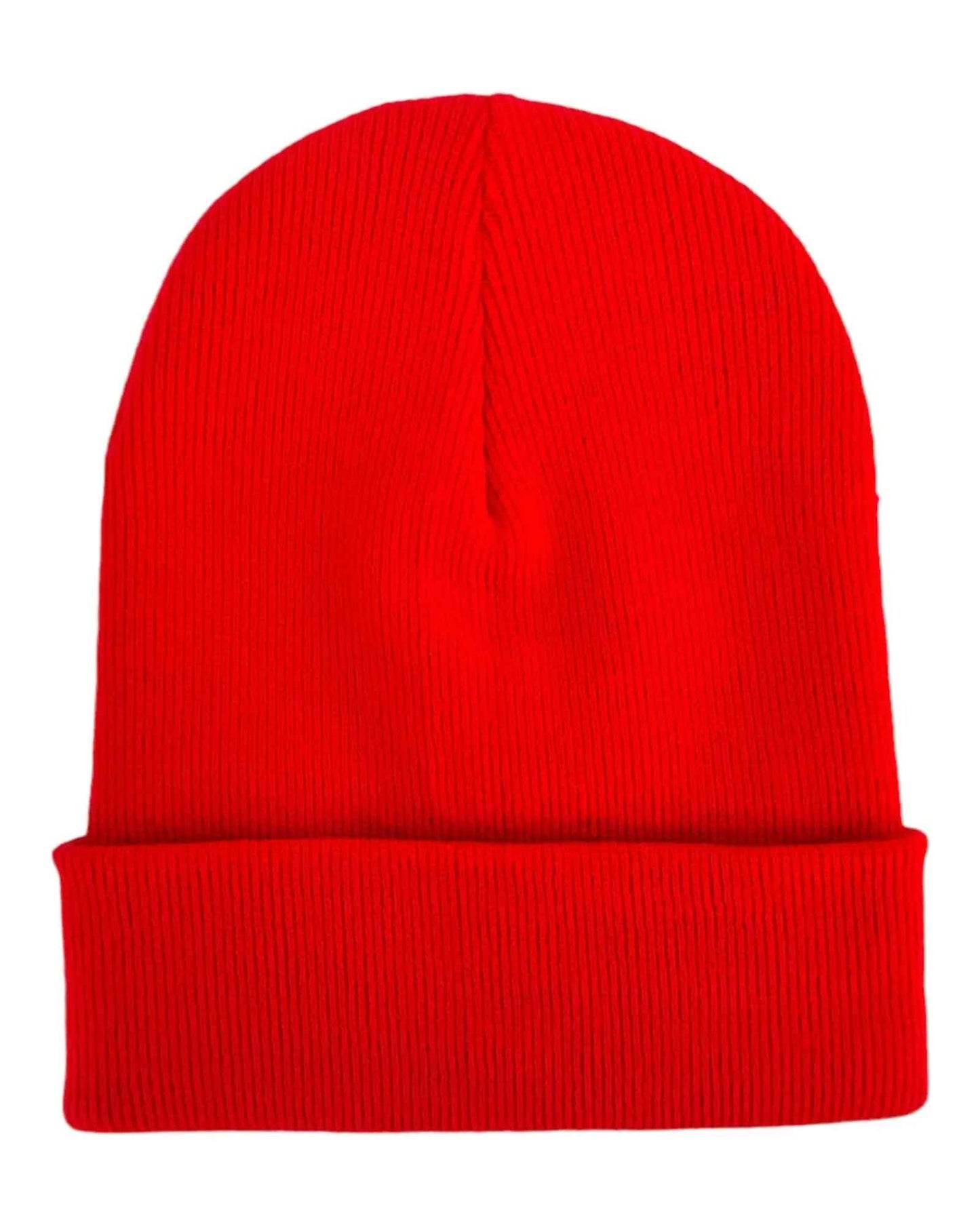 HAAKWEAR Knit Cuffed Classic Beanie / Hat - Scarlet Red, Made in USA-3