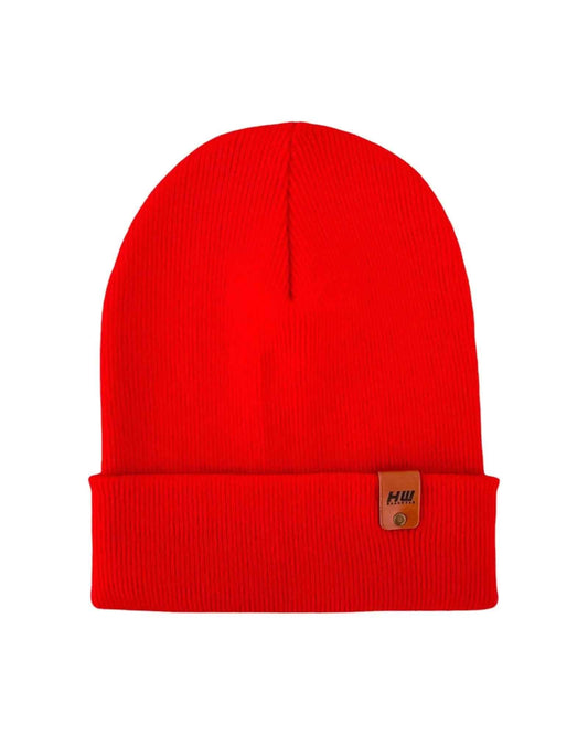HAAKWEAR Knit Cuffed Classic Beanie / Hat - Scarlet Red, Made in USA-0