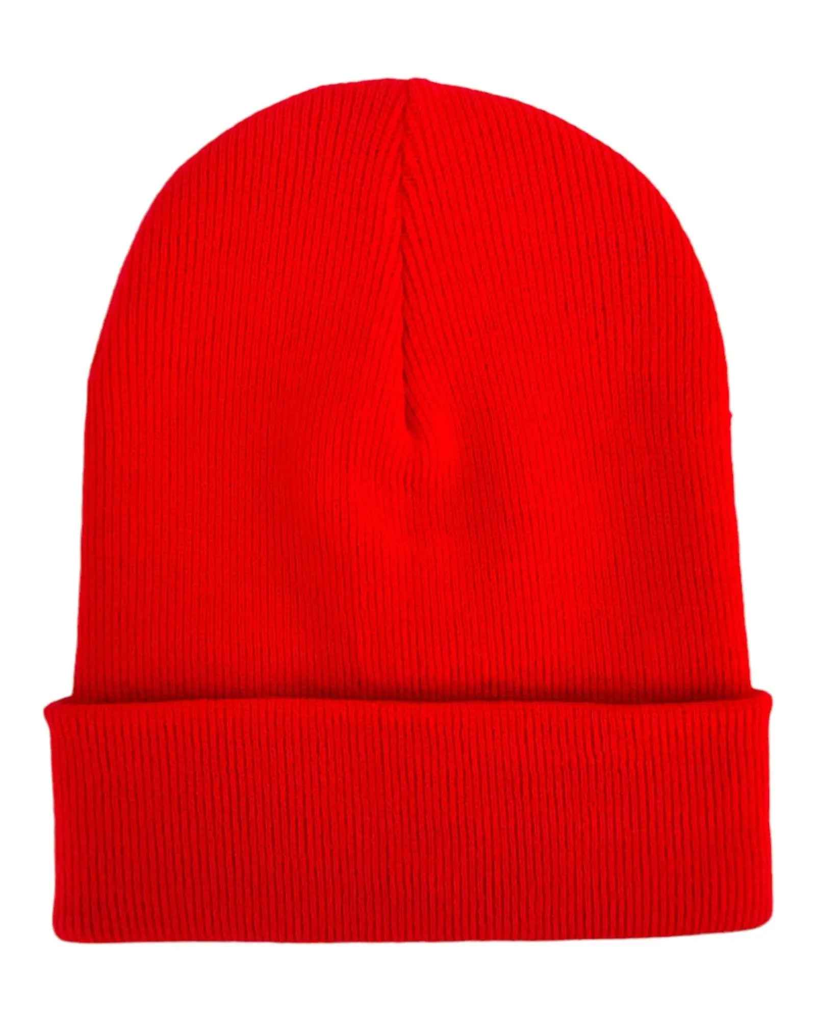 HAAKWEAR Knit Cuffed Classic Beanie / Hat - Scarlet Red, Made in USA-3