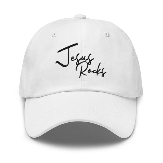 Embroidered Baseball Cap - Adjustable - Jesus Rocks-0