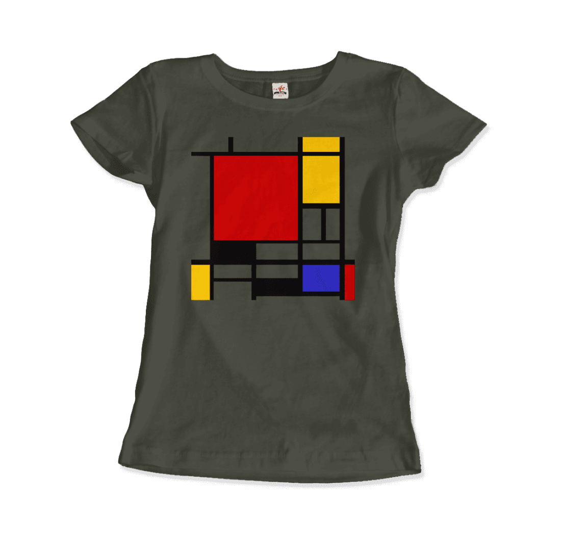 Piet Mondrian - Composition with Red, Yellow, and Blue - 1942 Artwork T-Shirt-16